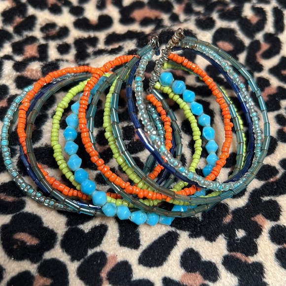 ARTIST MADE SEASCAPE COLORS BEADED CUFF BRACELET - Picture 1 of 4